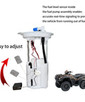 Honda Fuel Pump Assembly 16700 HR3 A21 for TRX420 TRX500 TRX520, shown with ATV, highlighting easy adjustment feature.