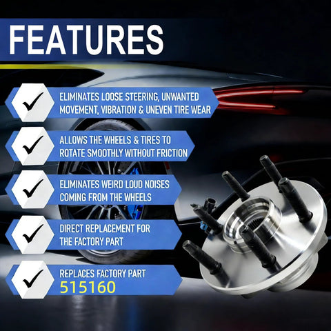 Features of Two Pack Front Wheel Bearing And Hub Assembly 4WD Compatible With 2014 To 2018 Silverado 1500, 2015 To 2020 Tahoe