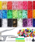 1440-Piece Plastic Grab-And-Go Snap Buttons Kit No Sew T5 Snaps With Pliers 24 Colors 360 Sets displayed with tools