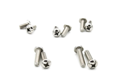 Top Shelf 100 Pcs 1/4-20 Unc Cross Recess Pan Head Machine Screw Bulk Kit In Durable 304 Stainless Steel Assorted Lengths 1/2 To 1 Inch showcasing shiny stainless steel screws.