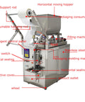 Automatic Paste And Liquid Filling Sealing Machine With Horizontal Mixing Hopper For Chili Sauce And Juice 30 To 300 Ml Bottle Filler with stainless steel body.