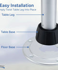 Heavy Duty RV Removable Table Leg Kit 28.5 Inch Aluminum Support Post Chrome Finish showing easy installation components.
