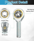POSB8L 1/2 Inch Male Rod End Bearing With 1/2-20 UNF Left Hand Thread Includes Jam Nuts 2 Pack mounted with steel ball and oil nozzle