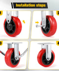 Installation steps for 6 Inch Polyurethane Caster Wheel Set Of Four Heavy Duty Load Capacity 4000 Lbs With Dual Ball Bearings