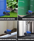 Rain Barrel Spigot Kit 2 Pack Easy Hookup Three Quarter Inch Garden Hose Shut Off Valves with Bulkhead Fittings in use