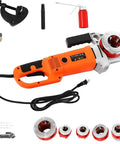 Heavy Duty Electric Pipe Threading Machine Powered By A Killer 2300W Copper Motor, Portable Handheld Pipe Threader with dies and clamps.