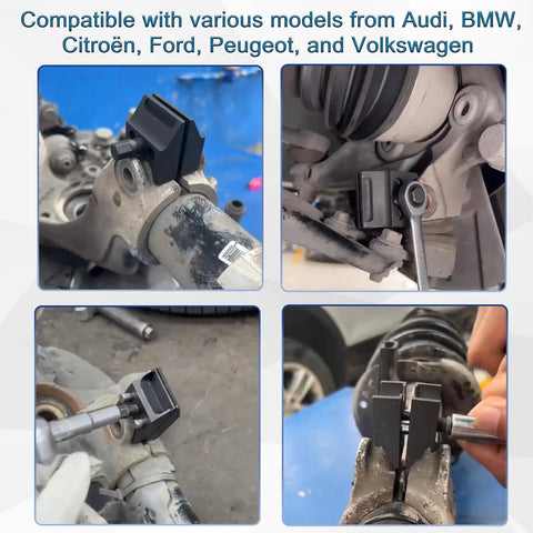 Universal Suspension Strut Split Hub And Steering Knuckle Spreader Tool for VW Audi BMW Ford Peugeot Citroen in use on car