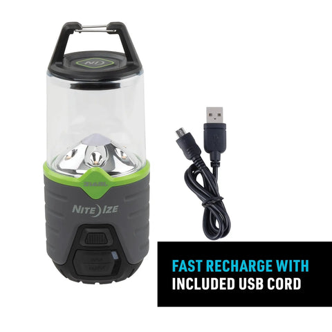 Rechargeable Lantern 314 Lumens With Fast USB Charge In 3 Hours shown with included USB cord for camping and emergency prep.