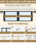 Illustration showing how to install decorative curtain rod with birdcage finial design, adjustable 28 to 48 inch length.