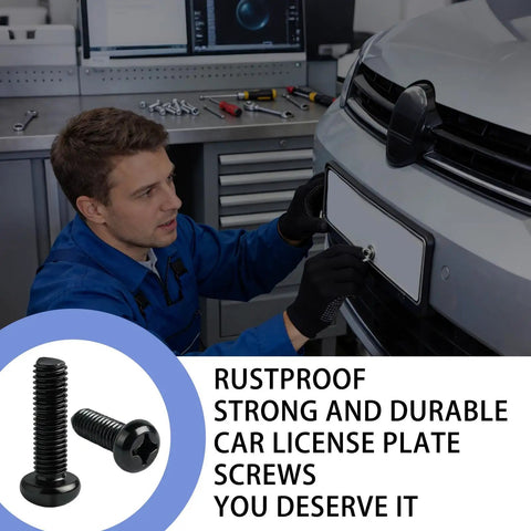 Keep That Tag Secure And Stop The Annoying Rattle With These 8 Piece Stainless Steel M6x20mm Pan Head License Plate Screws Built Tough For Daily Drivers Who Expect Solid Mounting Without The Hassle, rustproof screws installed on a vehicle.