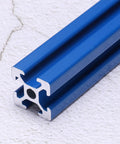 Four Piece 100mm 4 Inch 2020 T Slot Aluminum Extrusion Profile Kit In European 20 Series Anodized Blue Linear Rail Frame For 3D Printers And CNC Machines Durable Aluminum Build blue anodized aluminum extrusion close-up