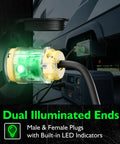 Lighted Extension Cord Ends Replacement Plug 15A 125V NEMA 5-15P To 5-15R Male And Female UL Listed Power Connector With Lit LED Indicator 3 Prong Yellow on RV outlet