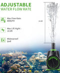 Small Pond Pump With Hose 45W 800 GPH Adjustable Flow Circulates 500 To 1200 Gallons One To Two Times Every One And A Half Hours