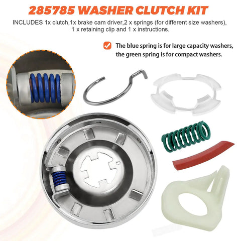 Washer Clutch Assembly Kit With Motor Coupling And 4 Agitator Dogs 80040 Upgrade Bundle For Kenmore Whirlpool Roper Washers Fits Replacement 285331 3351342 3946794 3951311, clutch kit parts