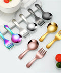 Colorful stainless steel spoon and fork set, 2 Piece Portable Camping Cutlery Set With Spoon And Fork Stainless Steel Grab And Go