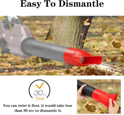 Flat Nozzle Attachment For Milwaukee Leaf Blower 2724-20 And 2724-21 shown blowing leaves with high-impact flat jet
