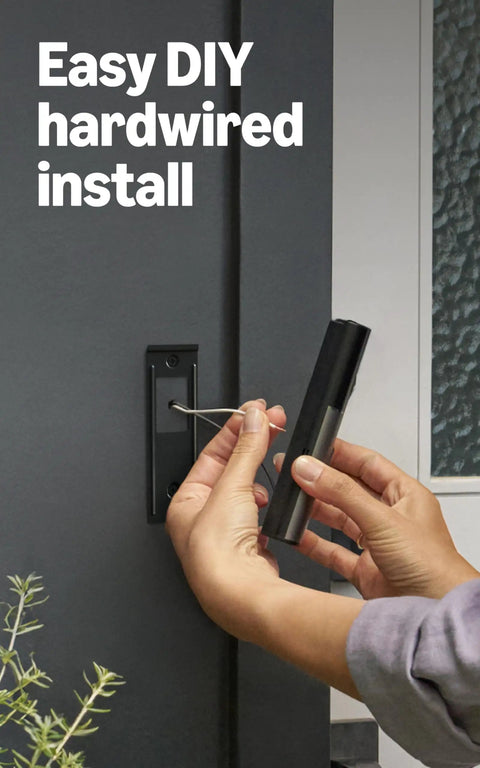 Hands installing Hefty Wired Doorbell With Retinal 4K Wide Angle Lens and Sharp Night Vision for DIY security setup.