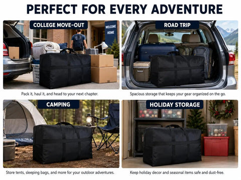 Extra Large Foldable Duffle Bag For Travel And Moving, 100L XXL Gear Tote with Reinforced Handles for diverse uses.