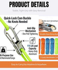 Ultra Lightweight Rope Tightening Tool With Roller Cam Four Pack For Camping And Boating Grab And Go No Knots Needed Locks Rope Instantly Ultra Compact Tensioner For Tarps Outdoor Gear Hiking And Emergency Fixes details
