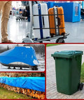 Heavy Duty 6 Inch Rubber Cords With Hooks, 10 Pack Bungee Straps securing luggage, tarps, and a trash bin