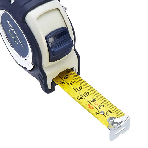 Heavy Duty Tape Measure Two Pack With Inch And Metric Scale Three Lock Design And Mid Accuracy 25 Feet Long Heat Treated Spring Bend