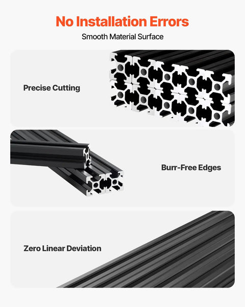 Close-up of Beefy 10 Pack 23.62 Inch Aluminum Extrusion Profile With T Slot European Standard Anodized Linear Rail showing precise cuts.