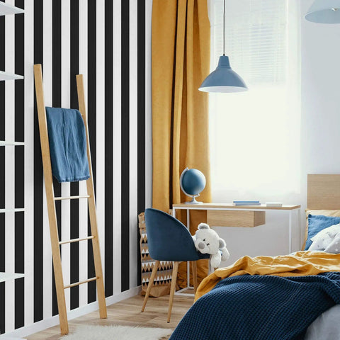 Stylish room with Black And White Stripe Peel And Stick Contact Paper Self-Adhesive Wallpaper Removable Wall Covering For Living Room Bedroom Counters Shelves And Drawers 197 Inches Long By 17.7 Inches Wide Modern Decor