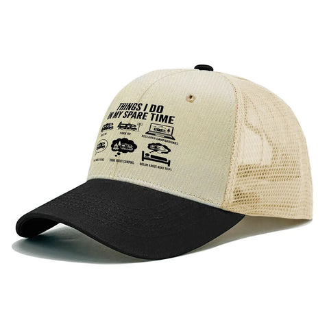 Funny Things I Do In Spare Time RV Camper Trucker Hat For Men Camping Cap With Humor Adjustable Mesh Back