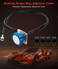 Upgraded 340-4990 Remote Brake Bias Adjuster Cable, 5-foot length, with dial and 3/8-24 thread next to race car