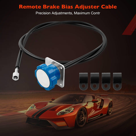 Upgraded 340-4990 Remote Brake Bias Adjuster Cable, 5-foot length, with dial and 3/8-24 thread next to race car