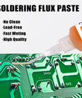 No Clean Solder Flux Paste For Electronics 30 Ml With Pneumatic Dispenser Plunger And Dispensing Tip Delivers Strong Bonds Low Smoke Quick Wetting Ideal For Precise Soldering applied on circuit board