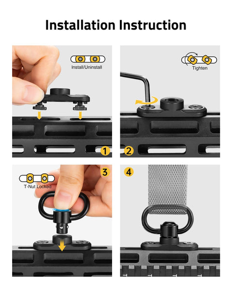 Two Point Sling With Padded Wide Strap And Removable Swivels For Quick Easy Adjustments Up To 63 Inches Black installation guide