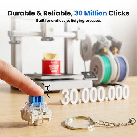 50 Piece Clicky 3 Pin Mechanical Switch Kit For 3D Printing Upgrades With Pre Lubed Switches And 10 Metal Keychains Delivering Crisp Clicks And Strong Tactile Bump For Keyboard Builds And DIY Fidget Toys, blue switch