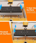 Sweet Precision No Sweat CNC Vacuum Table Workholding Heavy Duty Fixture For 3018 Pro Mini Milling Machine showing T-slot and perforated work surfaces.