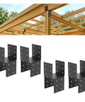 Four Pack 4x4 Post Pergola Brackets For Wood Deck Mounting Built To Last Gazebos Carports Treehouses Steel Powder Coated Black Finish Weatherproof Heavy Duty Outdoor Mounting