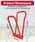 Heavy Duty Standing Seam Roofing Hand Seamer With Rubber Grommets for lock seams. Red metal tool dimensions for sheds and carports.