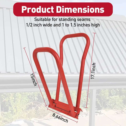 Heavy Duty Standing Seam Roofing Hand Seamer With Rubber Grommets for lock seams. Red metal tool dimensions for sheds and carports.