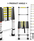 Heavy Duty 12.5 Foot Telescoping Aluminum Ladder With Extendable Reach For Home And Outdoor Projects Retractable Extension Ladder