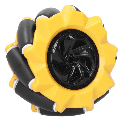 80mm mecanum wheel with yellow rim and black center hub for DIY robot car parts