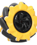 80mm mecanum wheels for DIY robots, yellow and black, rubber-coated