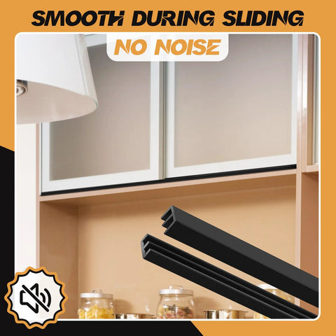 Two Sets Four Foot Sliding Door Tracks For One Eighth Inch Thick Panels For Closet Glass Doors And Plastic Cabinets In Black Finish