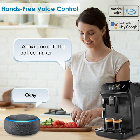 Zigbee Smart Power Strip Surge Protector With Fast Charging And Four Independently Switched Outlets Syncs With Alexa Google Home Philips Hue Black Slick Hub powered gear in a modern kitchen environment.