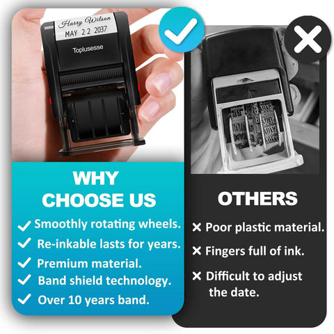 Self Inking Date Stamp With Signature Personalize Custom Date Stamp For Office Use comparison with features and benefits