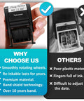 Custom Self Inking Date Stamp With Signature Business Document Marking Tool For Fast One Line Personalized Notes No Hassle Workflow Straight Up Game Changer Utility With Premium Quick Dry Ink And Slick Font Picks in hand, showcasing smooth rotation.