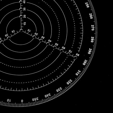 Round Center Finder Compass For Woodworking Clear Acrylic Circle Gauge close-up view on black background.