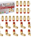 Boeray brass push-to-connect fittings kit, 30pcs, 1/4 tube OD x 1/8 NPT, straight and elbow fittings in case