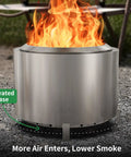 Smokeless 27 Inch Stainless Steel Fire Pit For Outdoors Wood Burning Bonfire Pit For Camping And Backyard Vibes Low Smoke Design With Vertical Airflow Easy Start And Clean Up Includes Weatherproof Cover