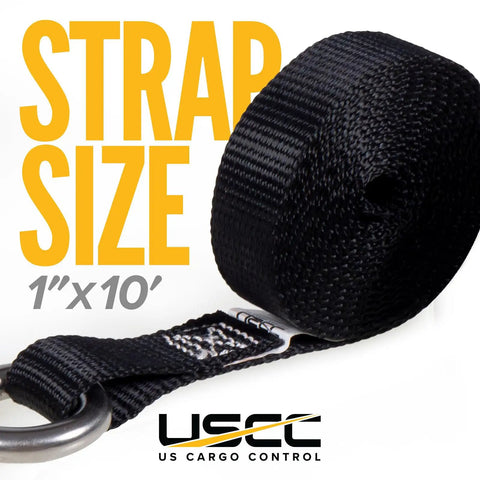 Beefy Stainless Steel Ratchet Straps With Carabiner Hooks 1 Inch By 10 Feet 4 Pack coil with 500 lbs working load capacity