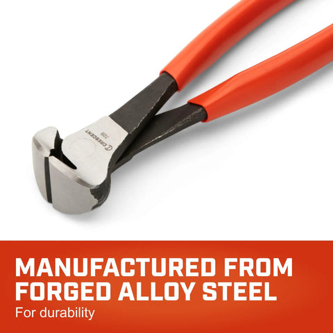 Top Shelf 8 Inch End Cutting Nipper Pliers Featuring Hand Honed Blade Edges And Contoured Dipped Handles For Clean Wire Snips And Hassle Free Reach Inside Tight Quarters Built From Rust Resistant Forged Steel