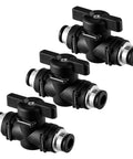 Three Pack One Quarter Inch Push To Connect Ball Valve Fittings For Pneumatic Air Lines No Fuss Quick Connects Durable Brass And Plastic Air Hose Fittings Pneumatic Ball Valves OD